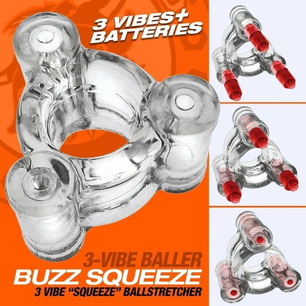 BUZZ SQUEEZE Transparent vibrating ballstretcher OXBALLS 37948